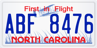 NC license plate ABF8476