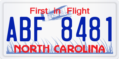 NC license plate ABF8481