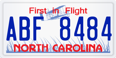 NC license plate ABF8484
