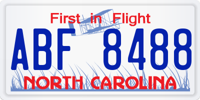 NC license plate ABF8488