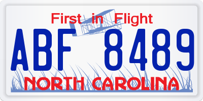 NC license plate ABF8489
