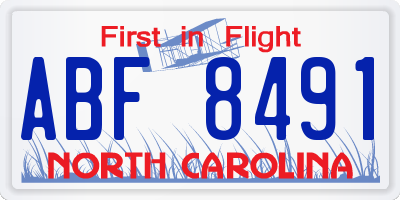 NC license plate ABF8491