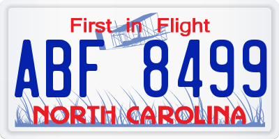 NC license plate ABF8499