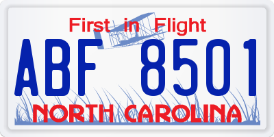 NC license plate ABF8501