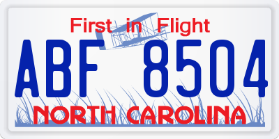 NC license plate ABF8504