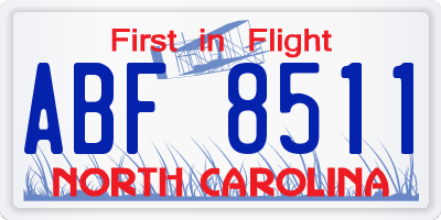 NC license plate ABF8511