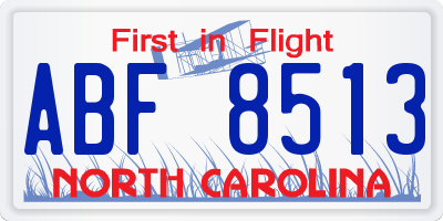 NC license plate ABF8513