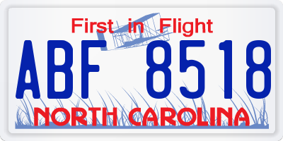 NC license plate ABF8518