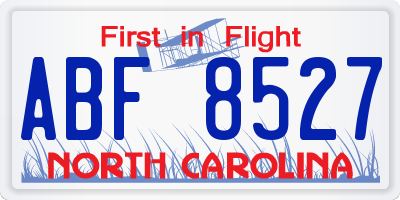 NC license plate ABF8527