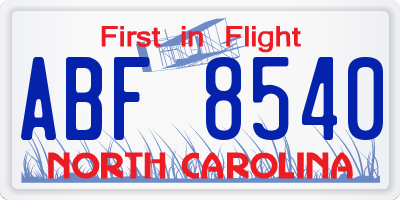 NC license plate ABF8540