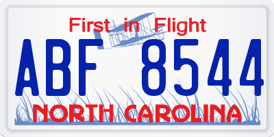 NC license plate ABF8544