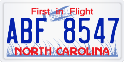 NC license plate ABF8547