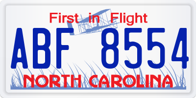 NC license plate ABF8554