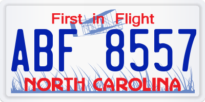 NC license plate ABF8557