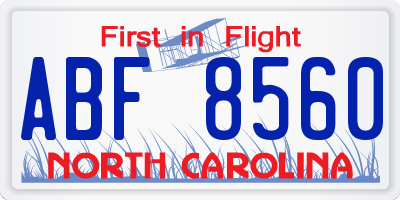 NC license plate ABF8560