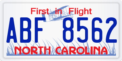 NC license plate ABF8562
