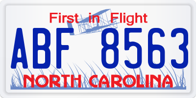 NC license plate ABF8563
