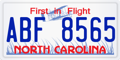 NC license plate ABF8565