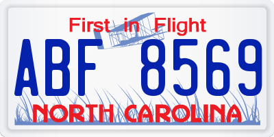 NC license plate ABF8569