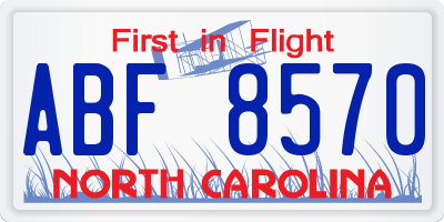 NC license plate ABF8570