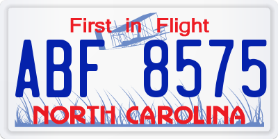 NC license plate ABF8575