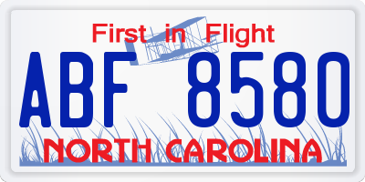 NC license plate ABF8580
