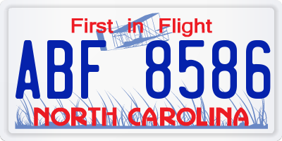 NC license plate ABF8586