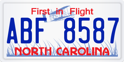 NC license plate ABF8587