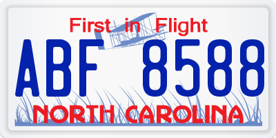 NC license plate ABF8588