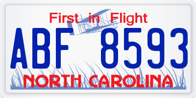 NC license plate ABF8593
