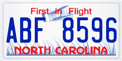 NC license plate ABF8596