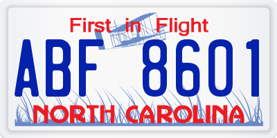 NC license plate ABF8601