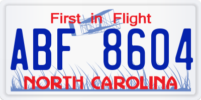 NC license plate ABF8604