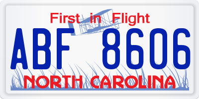 NC license plate ABF8606