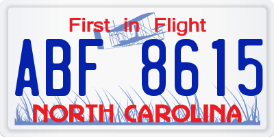 NC license plate ABF8615
