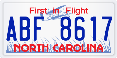 NC license plate ABF8617