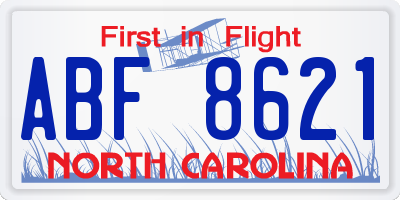 NC license plate ABF8621