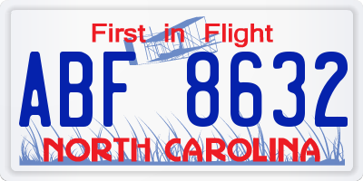 NC license plate ABF8632