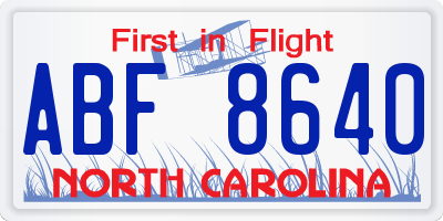 NC license plate ABF8640