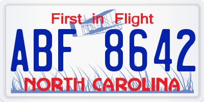 NC license plate ABF8642