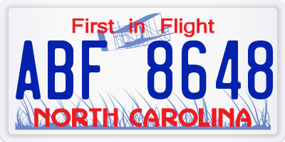 NC license plate ABF8648