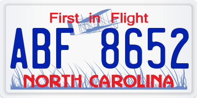 NC license plate ABF8652