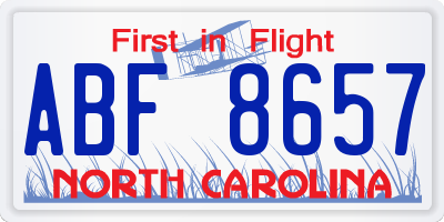 NC license plate ABF8657