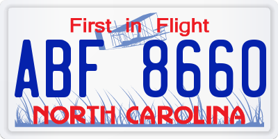 NC license plate ABF8660