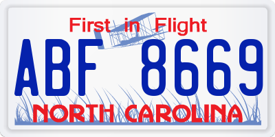 NC license plate ABF8669