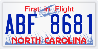 NC license plate ABF8681