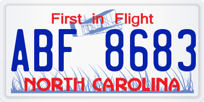 NC license plate ABF8683