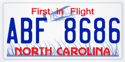NC license plate ABF8686