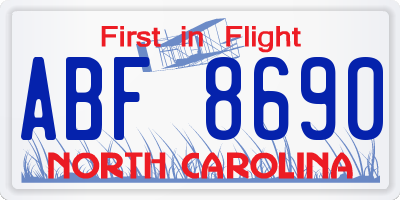 NC license plate ABF8690