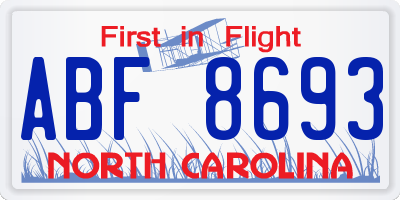 NC license plate ABF8693